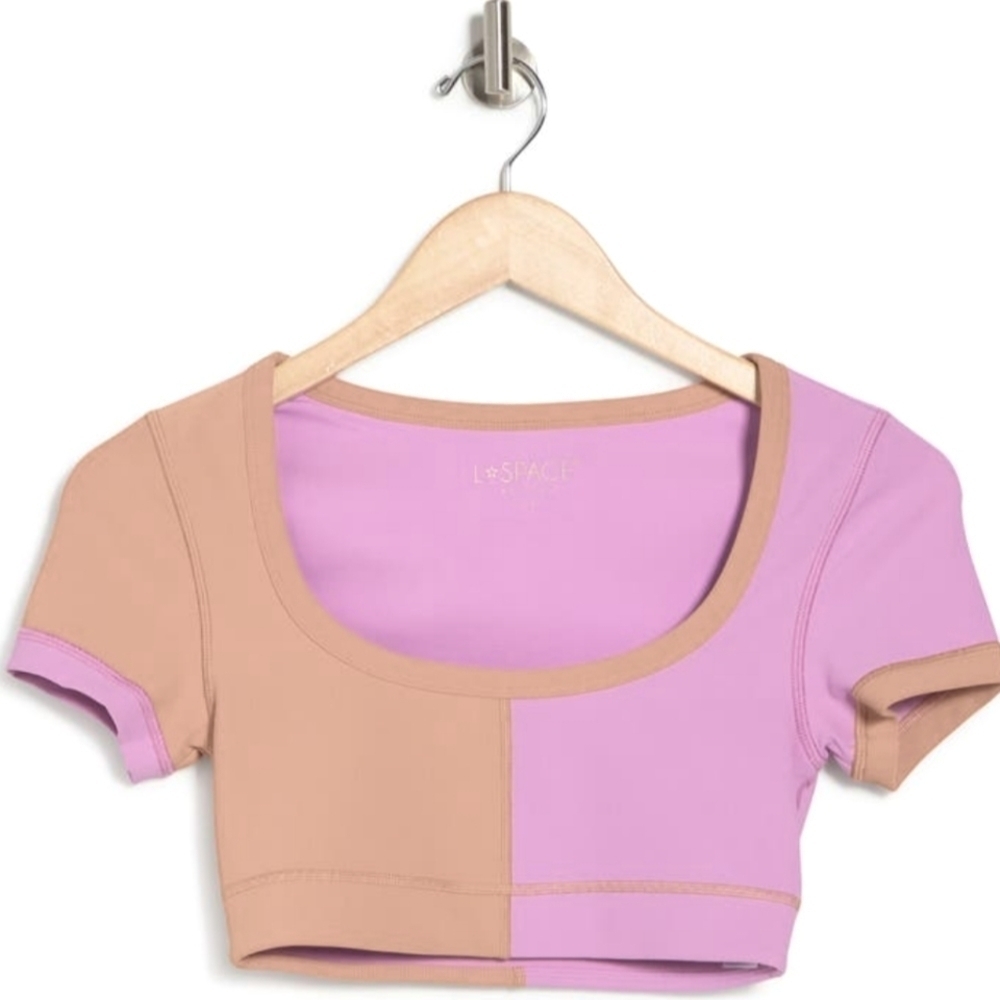 NWT L SPACE Revolutions Ribbed Colorblock Crop Top - Picture 3 of 8